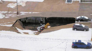 Failure caused by compacted snow pile, Secaucus, NJ.