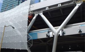 Figure 1. Cast nodes in the architecturally exposed steel frames at the Transbay Transit Center. Courtesy of Transbay Joint Powers Authority.