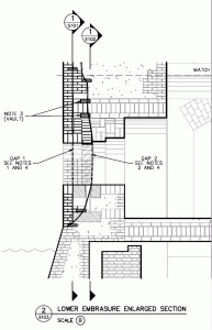 Figure 11: Even though the original construction was built vertically from the ground up, the reconstruction had to be horizontal working from the interior outward to the scarp.