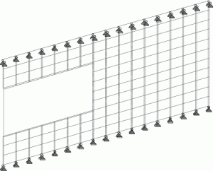 Figure 4: Finite element model of masonry veneer and steel stud backing wall system.