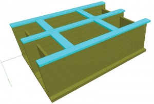 Figure 4: Partial view of area B baffle walls and walkways.