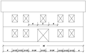 Figure 1. Elevation view of the structure used in a wind load design example comparing shear wall design procedures.