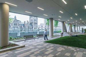 The Sky Lobby garden is perhaps one of the most inviting features to families seeking pediatric medical care at this facility. Courtesy of Michael Stavaridis.