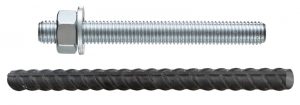 Threaded rod and reinforcing bars (typical steel anchor elements).
