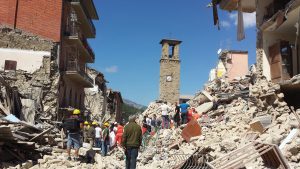 Destruction in Armatrice, Italy, following an earthquake in 2016.