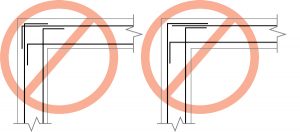Figure 7. Wall corner details that should be avoided – double layers of transverse reinforcement.