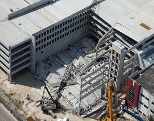 Figure 1. Aerial view of the Miami parking structure collapse. Courtesy of OSHA.