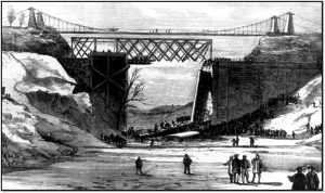 Failed swing bridge decking at Dundas. Illustrated London News, 1857.