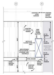 Figure 1. Plan view of the opening in the existing parking garage.