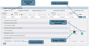 Figure 3. EC3 tool showing EPD data evaluation.