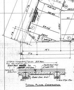 Figure 2. Excerpt from a 1930s framing plan showing beam sizes and typical floor construction.