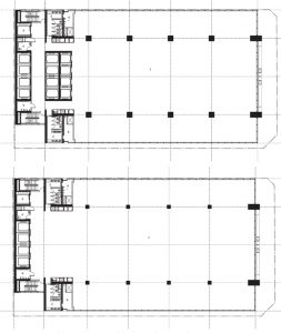 Figure 1. Typical low-rise (top) and high-rise (bottom) plans.