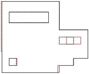 Slab edge comparison between structural analysis model and architectural floor plan.