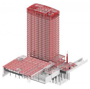 Figure 2. Overall 3-D Revit BIM model structural systems.