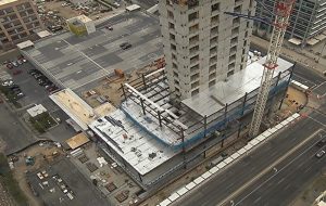 Figure 7. Construction of core walls and steel at Level 6.