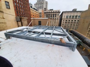 Figure K. Mechanical penthouse high roof RTU support steel dunnage frame.