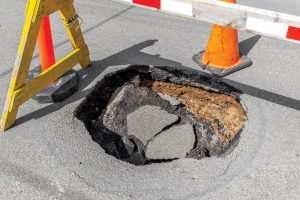 Figure 1. Sinkhole caused by TBM tunneling work.