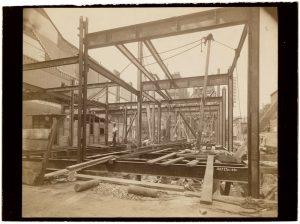 Figure 25. Ongoing erection of the first- and second-floor framing.