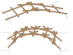 Figure 2. Leonardo da Vinci’s proposals for temporary bridges. Drawings by Cheng Sin Ariel Lim.