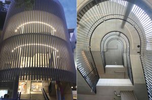 The Potter building’s new feature “Drum” stair. Images courtesy of KANE Constructions.