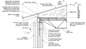Figure 3. Non-shelter roof structure attached to storm shelter cap at deck bearing condition.