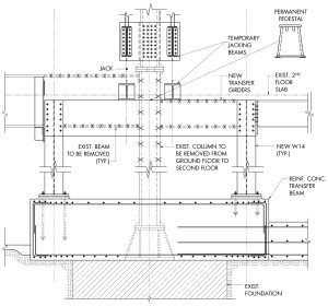 Figure 8. Elevation of cast iron column removal.
