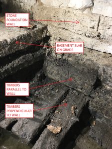Figure 2. Photo at test pit – Southeast corner of the basement, under the main entrance.